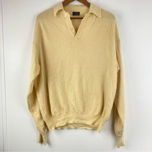 Como Sport size XL Men’s Yellow Merino Fine Wool Golf Pullover Sweater